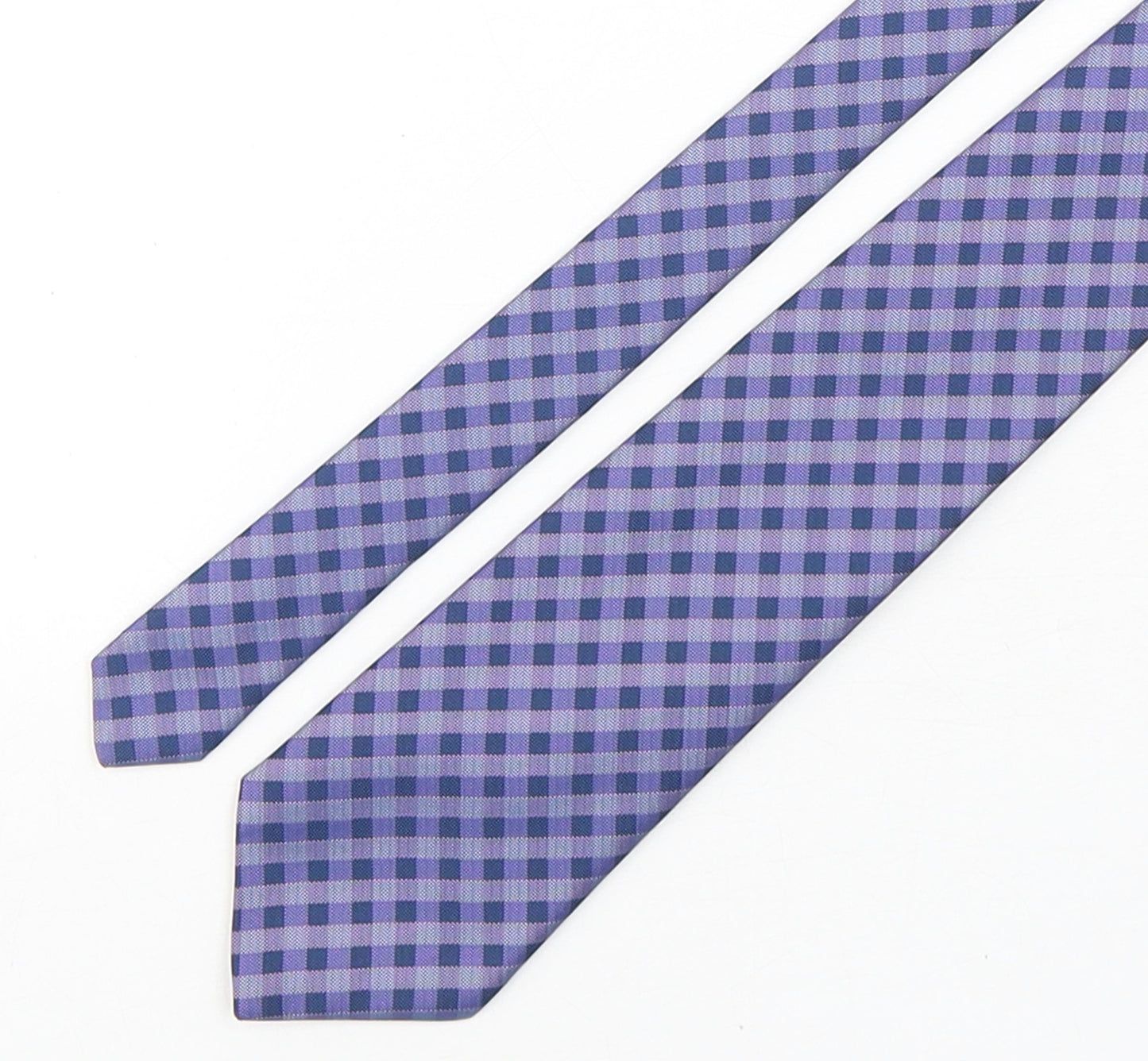BHS Mens Purple Plaids & Checks Polyester Pointed Tie One Size
