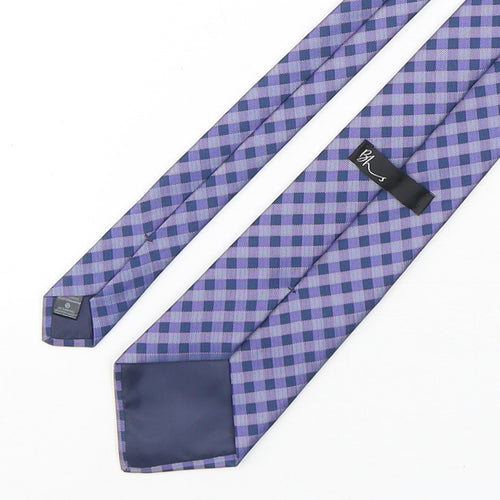 BHS Mens Purple Plaids & Checks Polyester Pointed Tie One Size