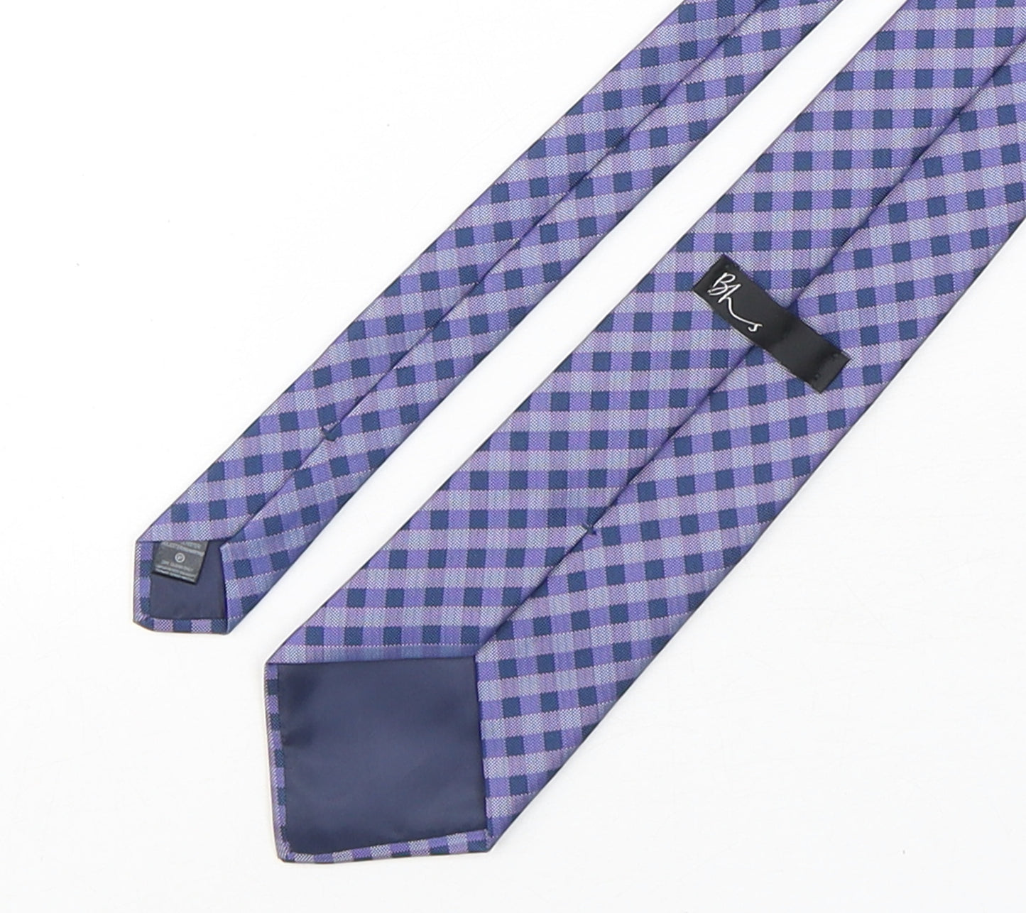 BHS Mens Purple Plaids & Checks Polyester Pointed Tie One Size