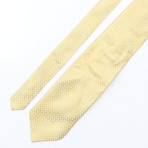 BHS Mens Gold Geometric Silk Pointed Tie One Size