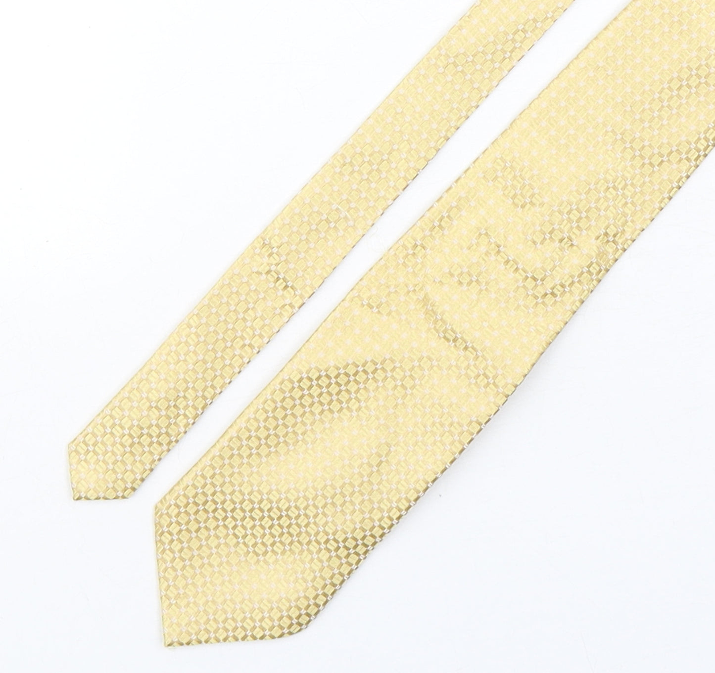 BHS Mens Gold Geometric Silk Pointed Tie One Size