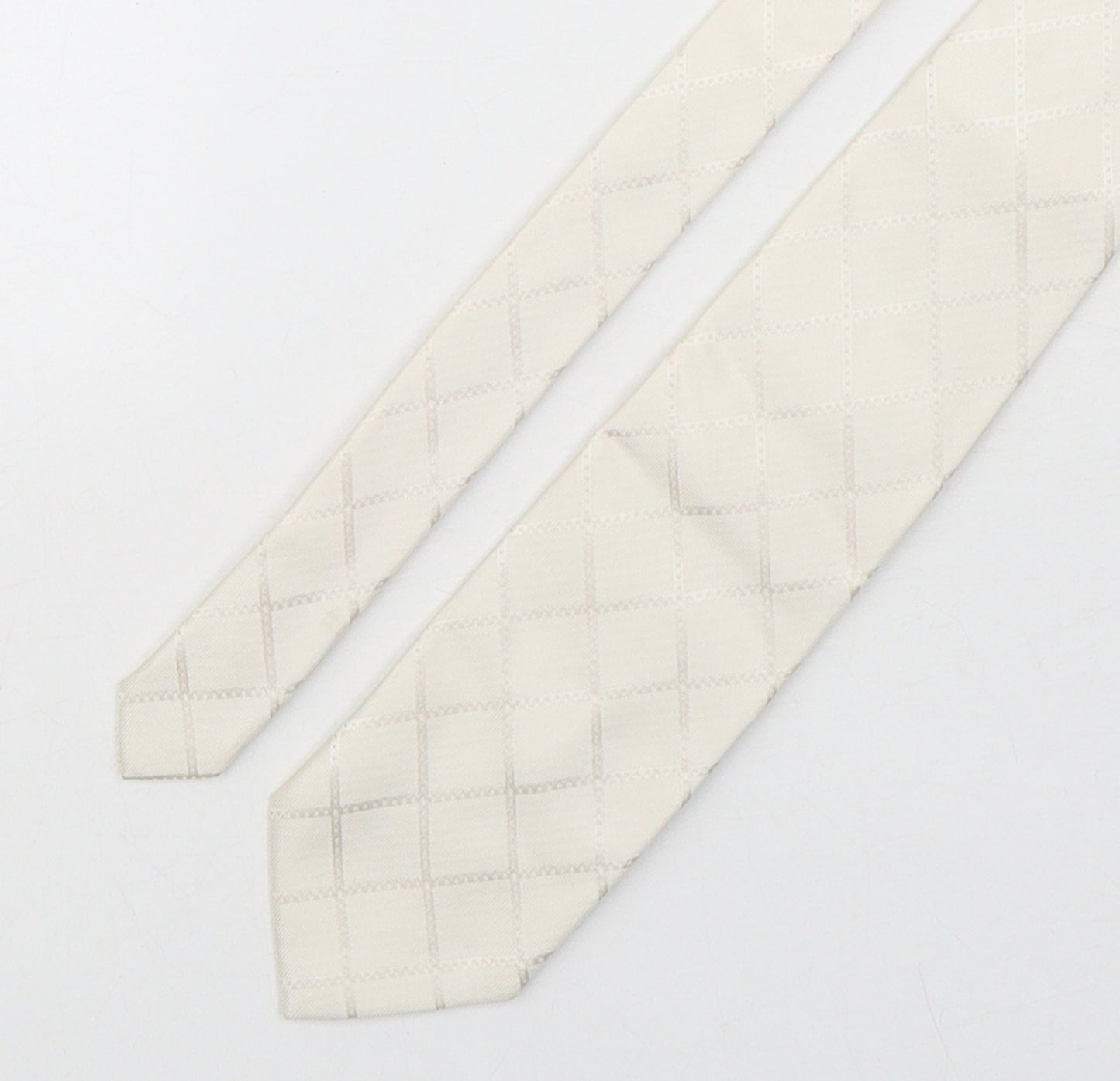 NEXT Mens Beige Plaids & Checks Silk Pointed Tie One Size