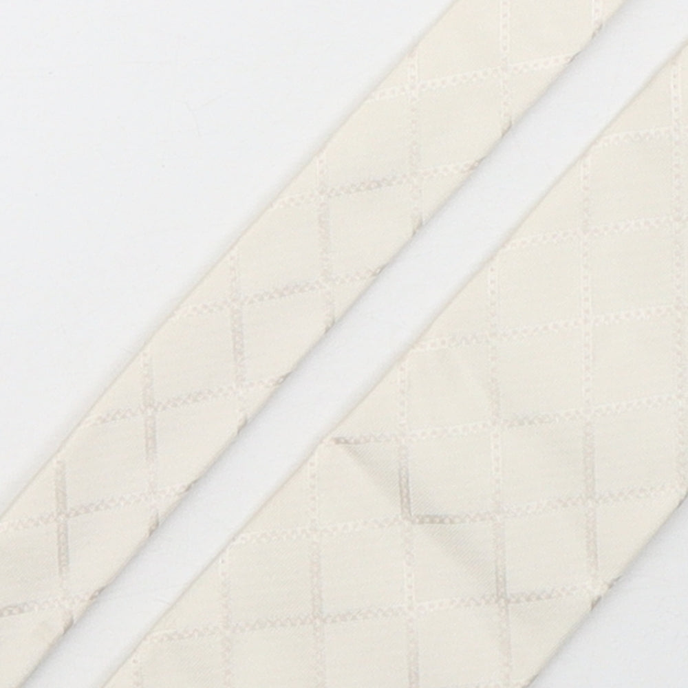 NEXT Mens Beige Plaids & Checks Silk Pointed Tie One Size
