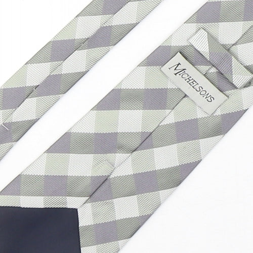 Michelsons Mens Multicoloured Plaids & Checks Silk Pointed Tie One Size
