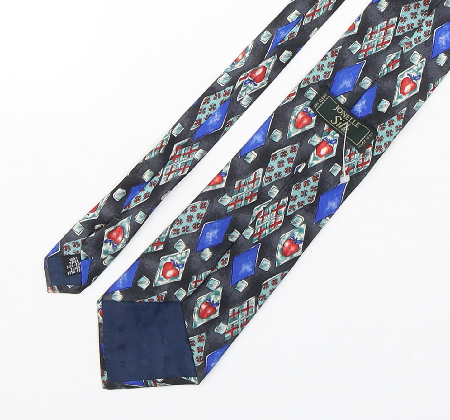 Jonelle  Mens Multicoloured Geometric Silk Pointed Tie One Size