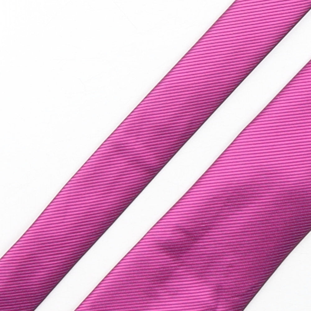 Marks and Spencer Mens Pink Striped Polyester Pointed Tie One Size