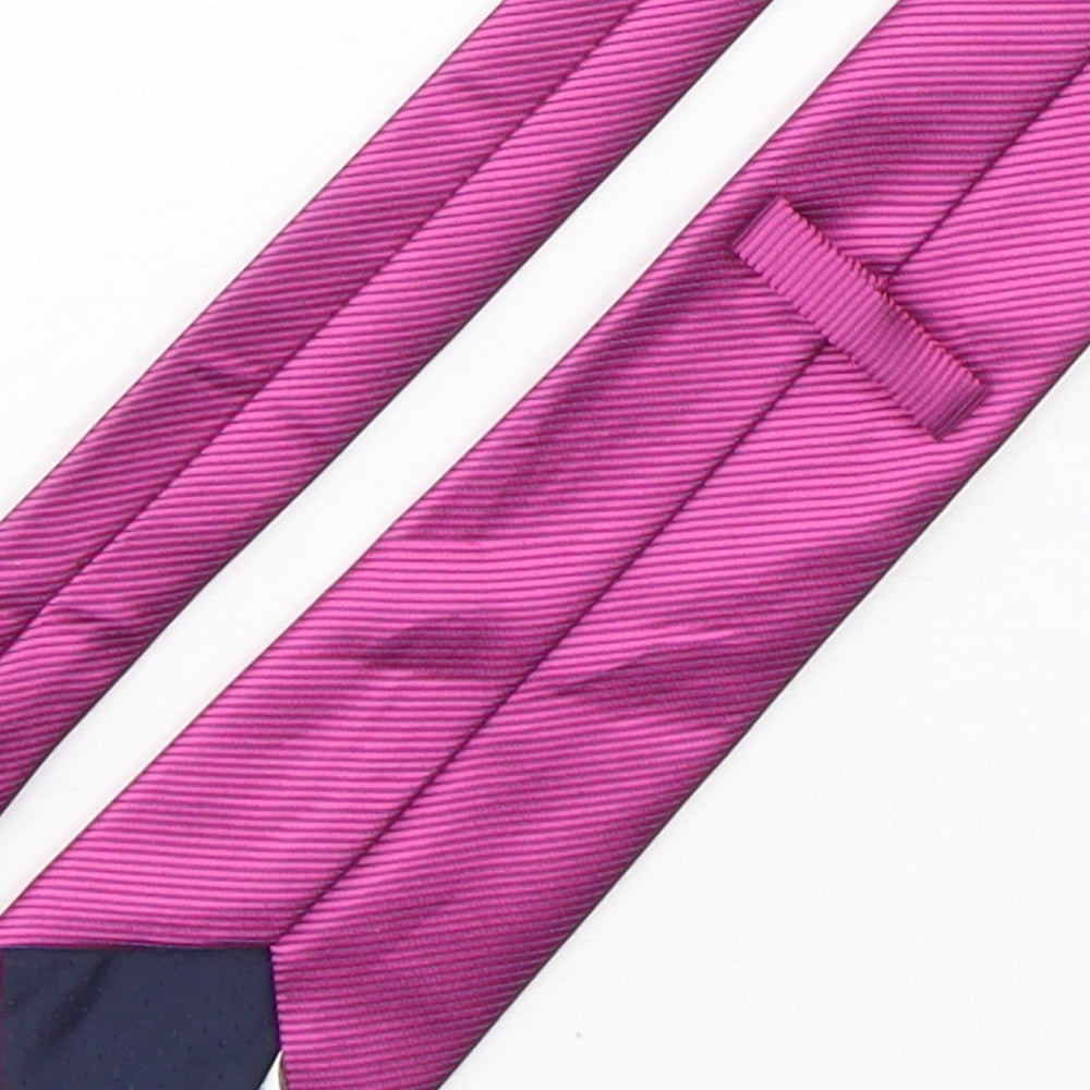 Marks and Spencer Mens Pink Striped Polyester Pointed Tie One Size