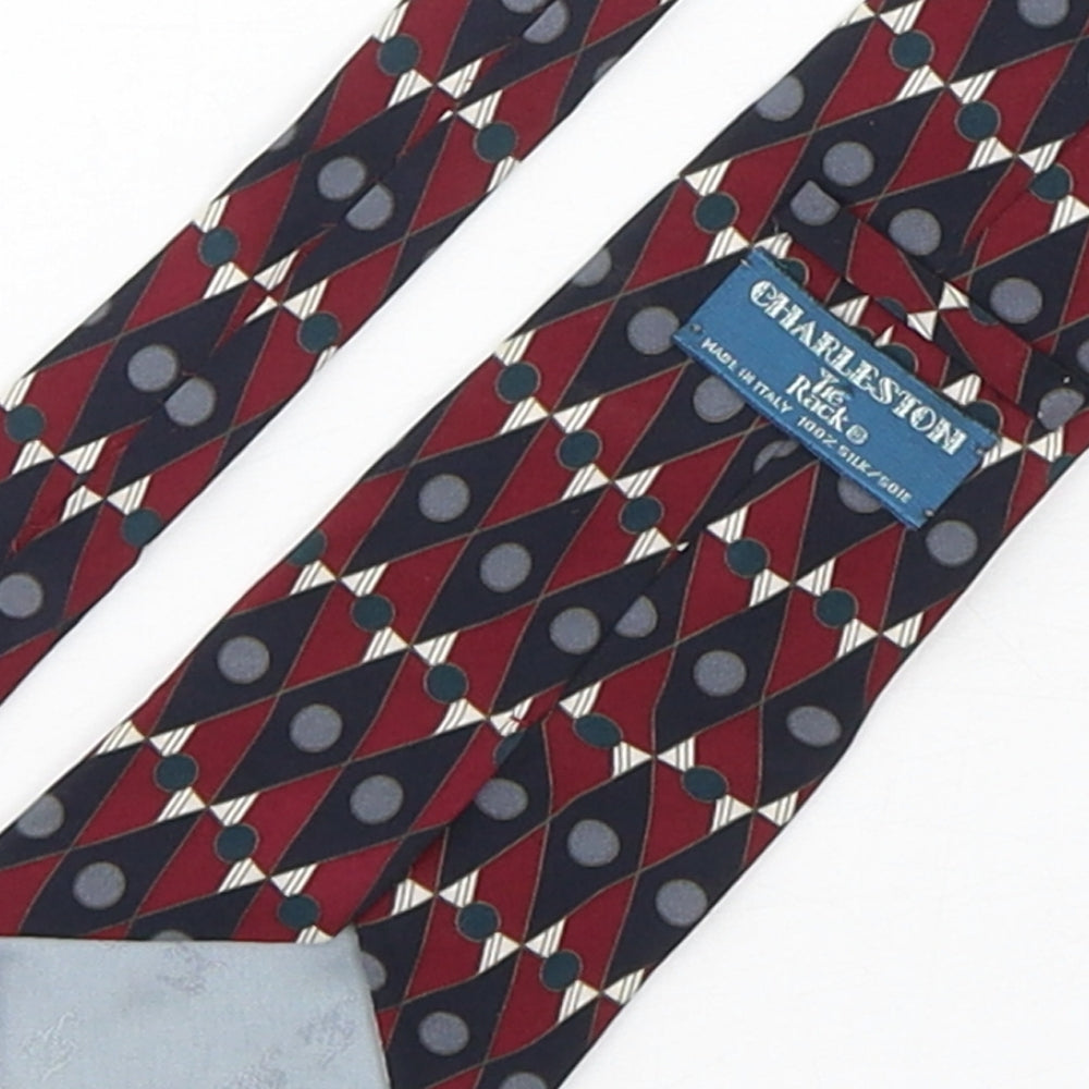 Charleston  Mens Multicoloured Geometric Silk Pointed Tie One Size