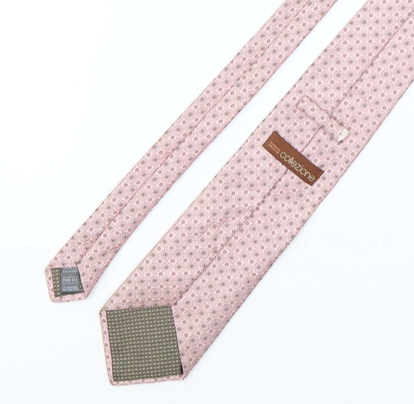 Collezione Mens Pink Geometric Silk Pointed Tie One Size