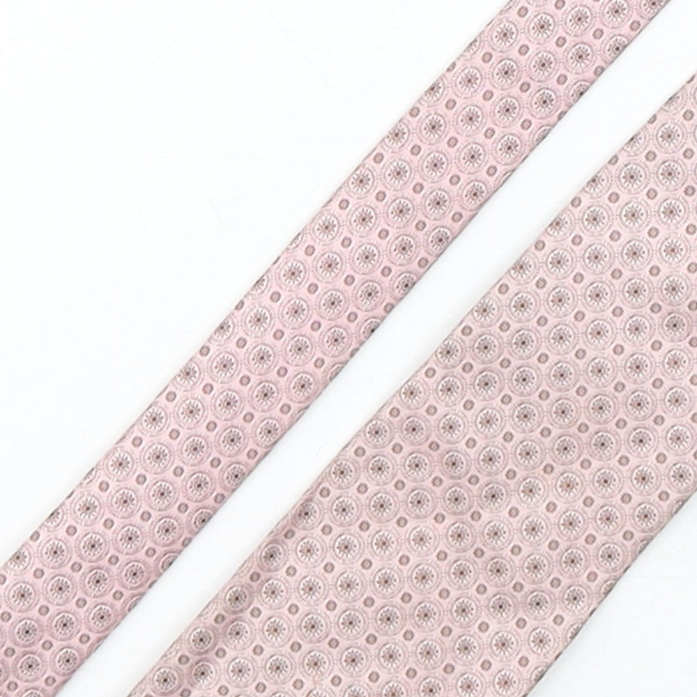 Collezione Mens Pink Geometric Silk Pointed Tie One Size