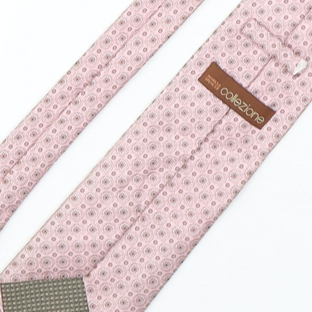 Collezione Mens Pink Geometric Silk Pointed Tie One Size