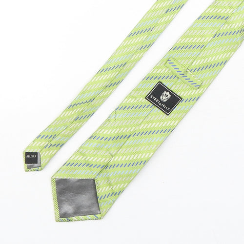 Steel & Jelly Mens Green Striped Silk Pointed Tie One Size