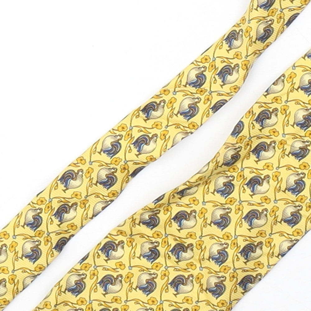 Giaccorng Larusso  Mens Multicoloured Geometric Silk Pointed Tie One Size - Bird Print