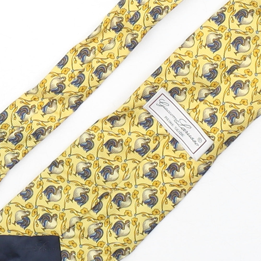 Giaccorng Larusso  Mens Multicoloured Geometric Silk Pointed Tie One Size - Bird Print