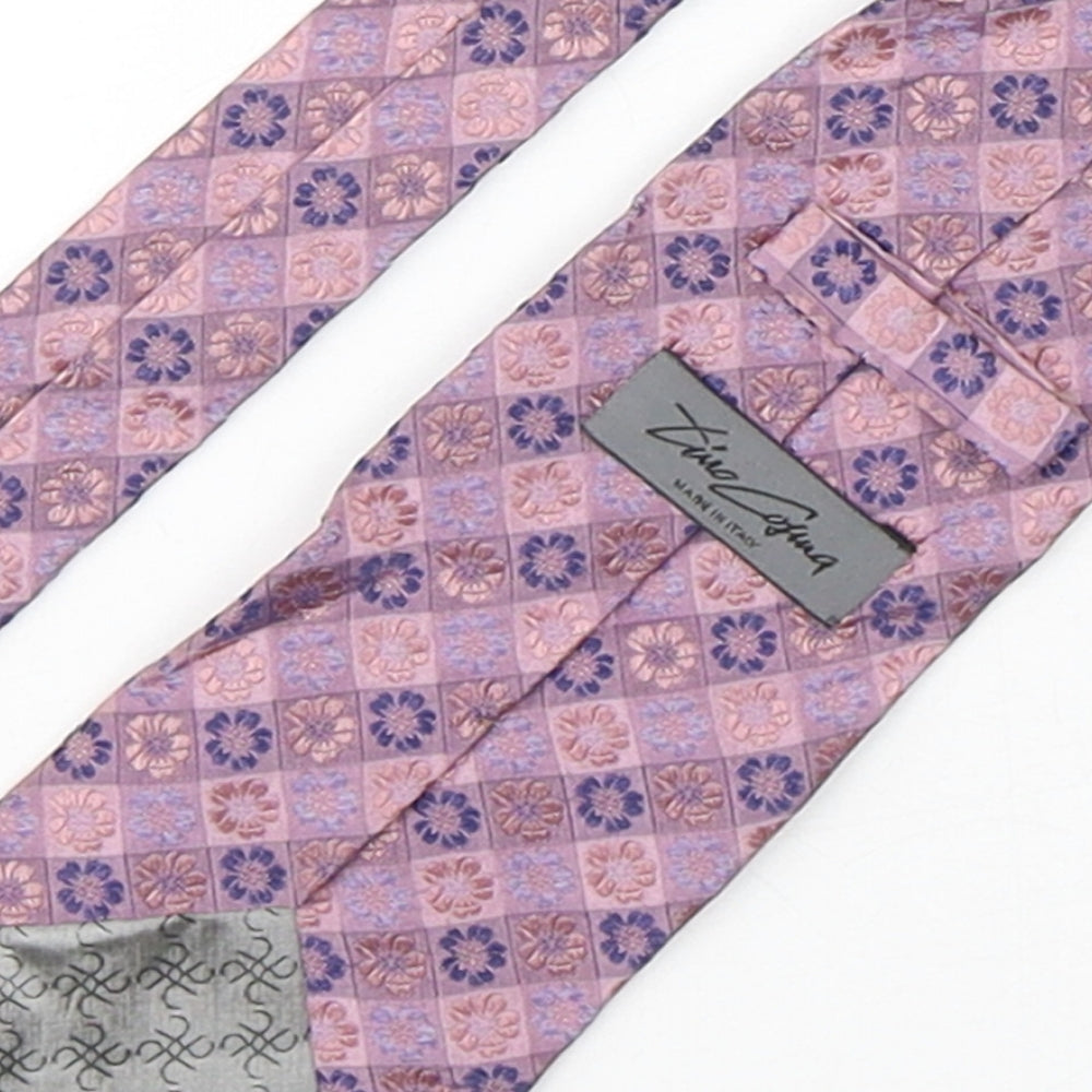 PreWorn  Mens Pink Floral Silk Pointed Tie One Size