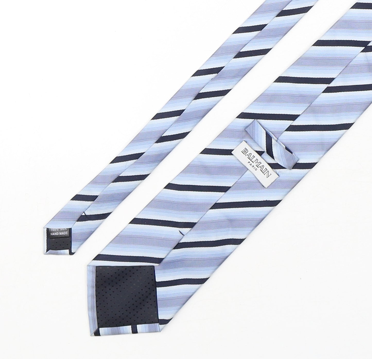 Balmain  Mens Blue Striped Silk Pointed Tie One Size