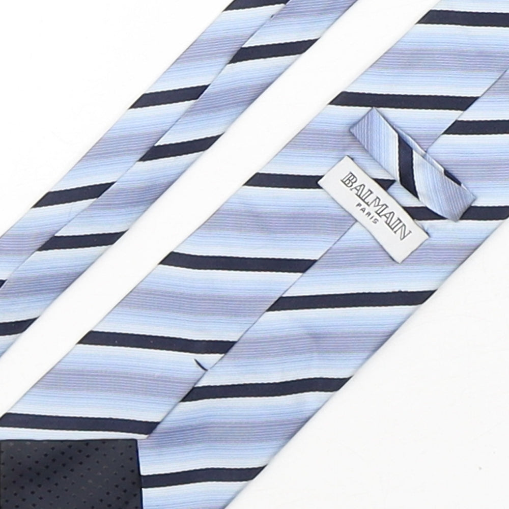 Balmain  Mens Blue Striped Silk Pointed Tie One Size