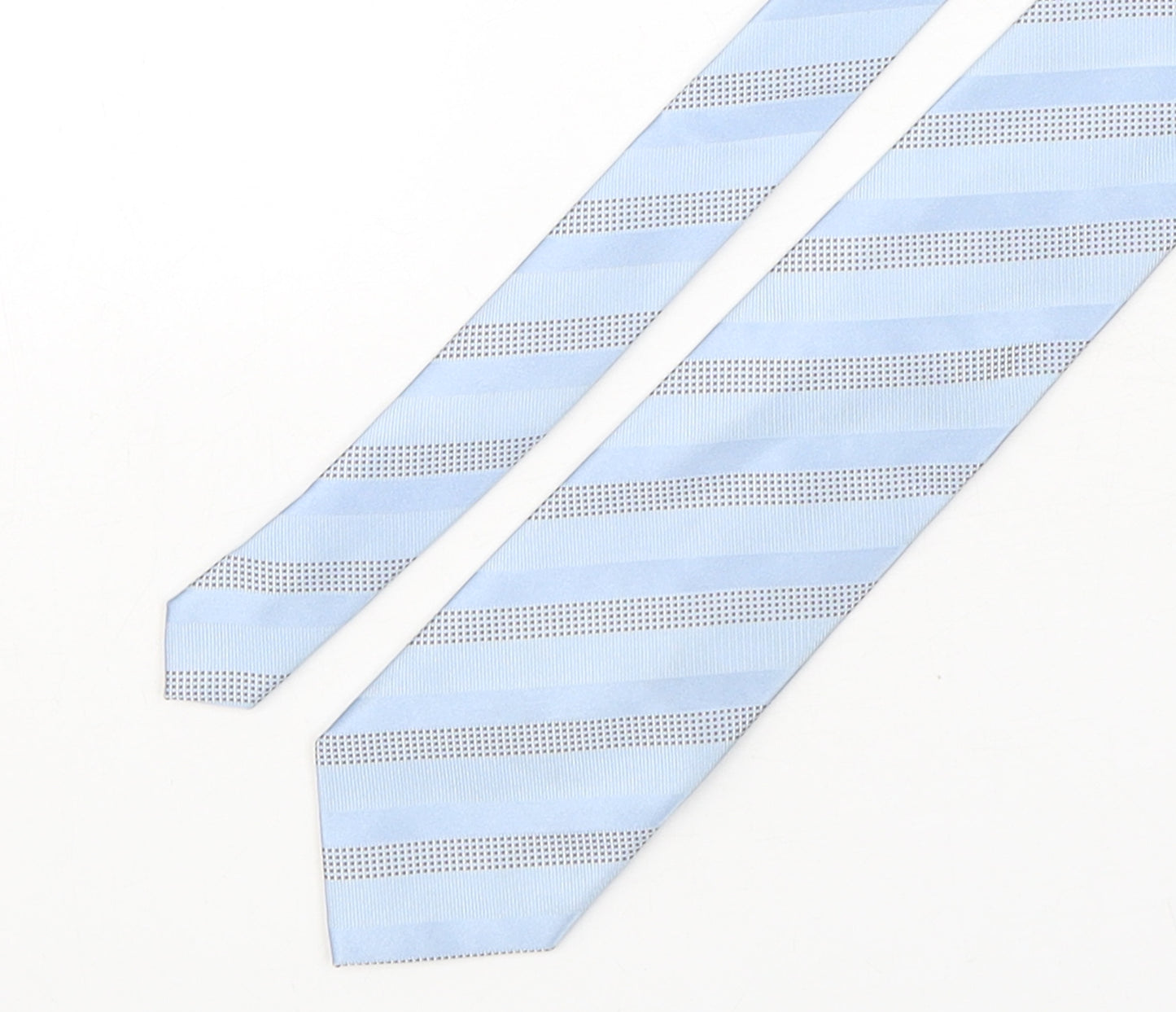 D'Alemli Mens Blue Striped Silk Pointed Tie One Size