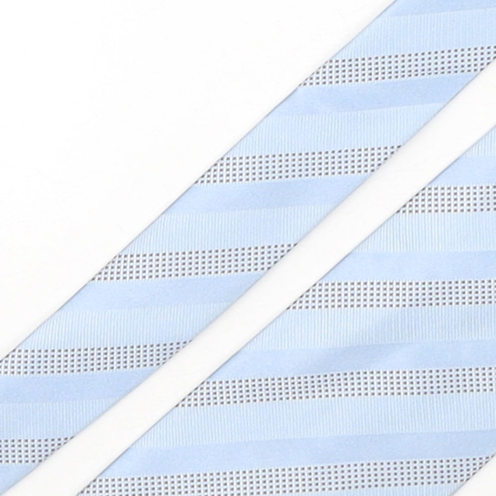 D'Alemli Mens Blue Striped Silk Pointed Tie One Size