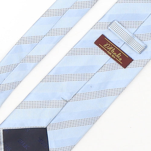 D'Alemli Mens Blue Striped Silk Pointed Tie One Size