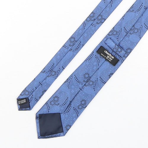 Charlton Gray Mens Blue Paisley Microfibre Pointed Tie One Size