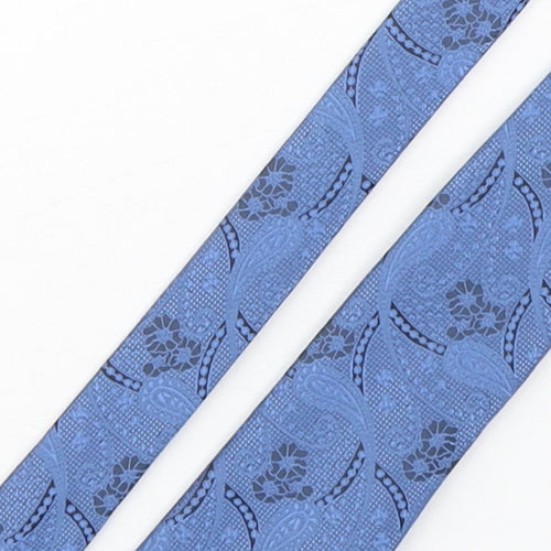 Charlton Gray Mens Blue Paisley Microfibre Pointed Tie One Size
