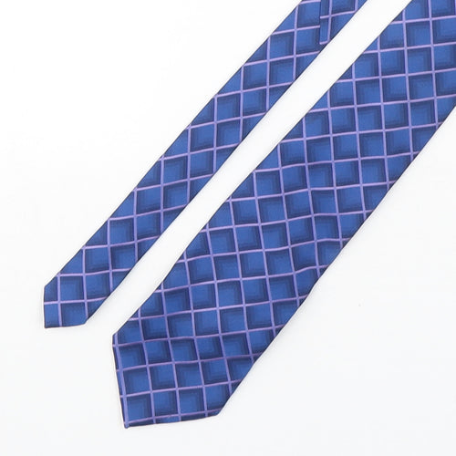 Debenhams Mens Blue Plaids & Checks Polyester Pointed Tie One Size