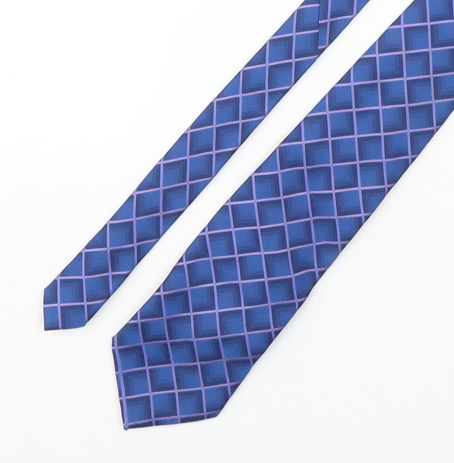 Debenhams Mens Blue Plaids & Checks Polyester Pointed Tie One Size