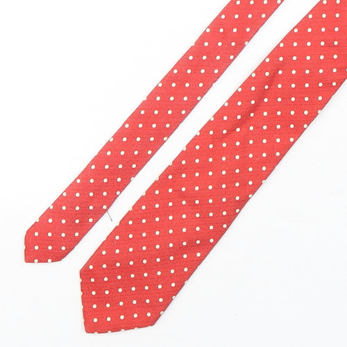 Albertie  Mens Red Polka Dot Silk Pointed Tie One Size