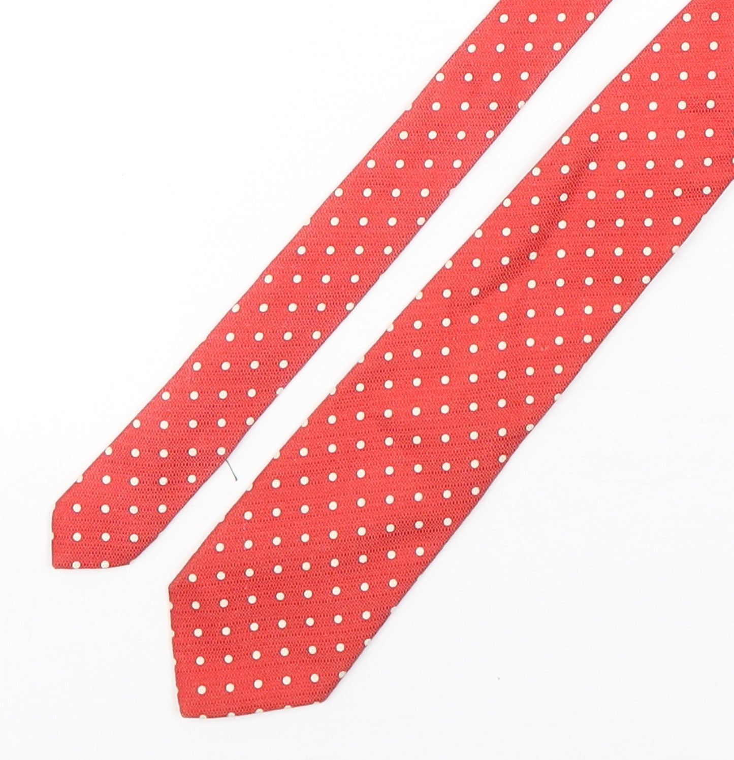 Albertie  Mens Red Polka Dot Silk Pointed Tie One Size