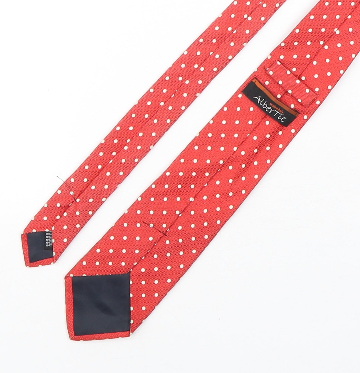Albertie  Mens Red Polka Dot Silk Pointed Tie One Size