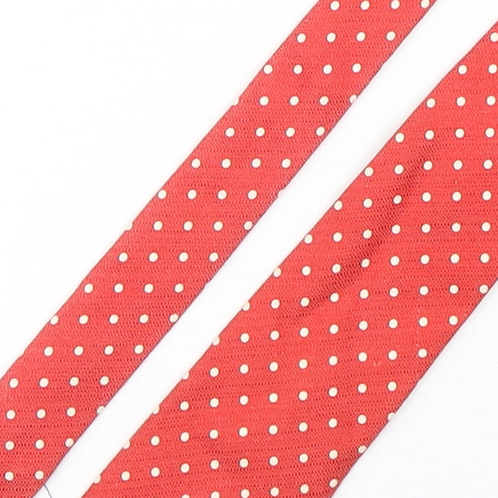 Albertie  Mens Red Polka Dot Silk Pointed Tie One Size