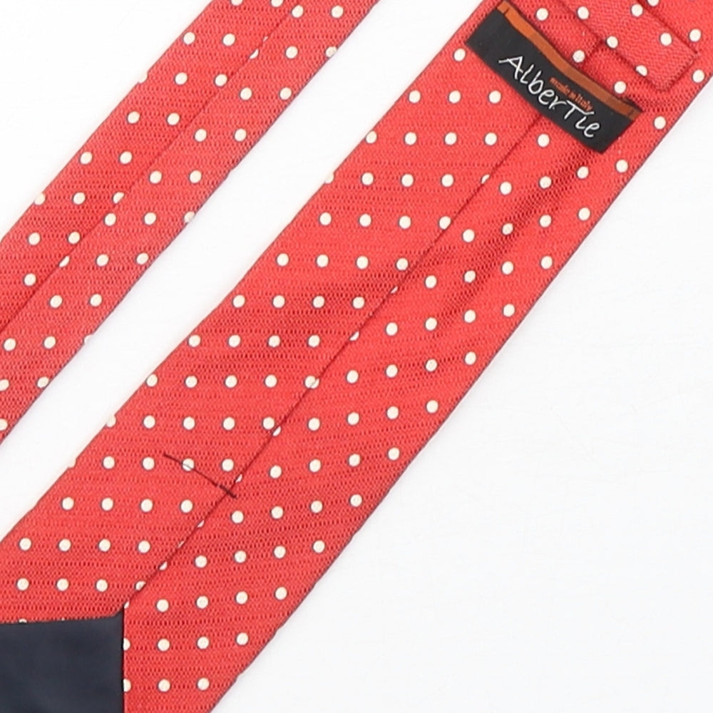 Albertie  Mens Red Polka Dot Silk Pointed Tie One Size