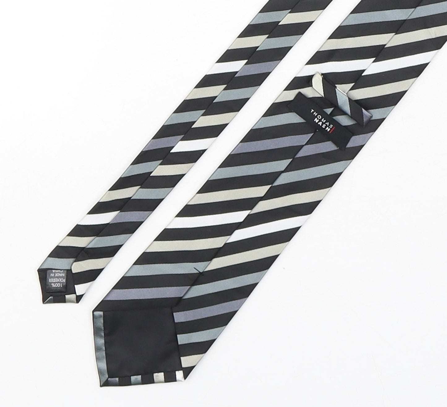 Thomas Nash  Mens Multicoloured Striped Polyester Pointed Tie One Size