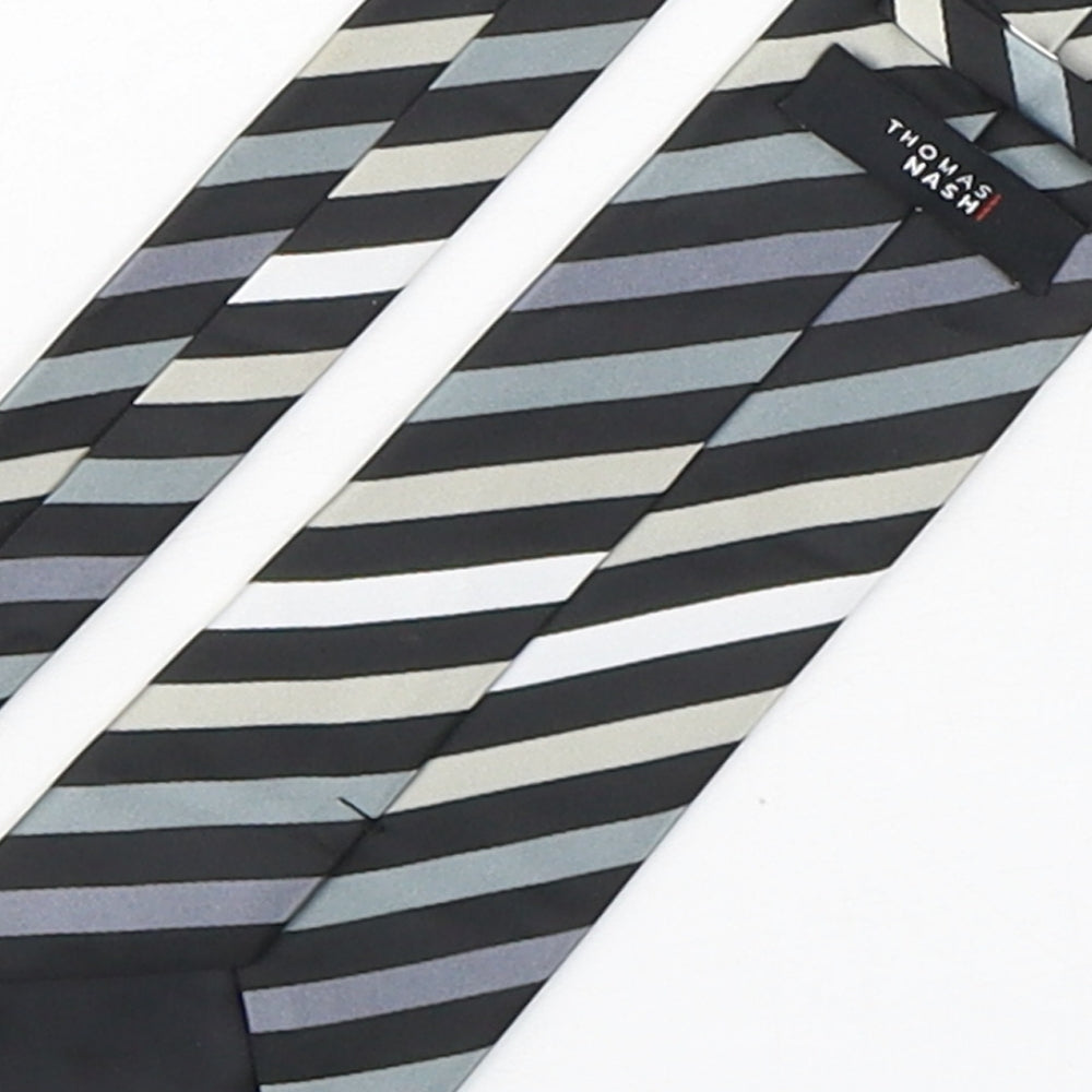 Thomas Nash  Mens Multicoloured Striped Polyester Pointed Tie One Size