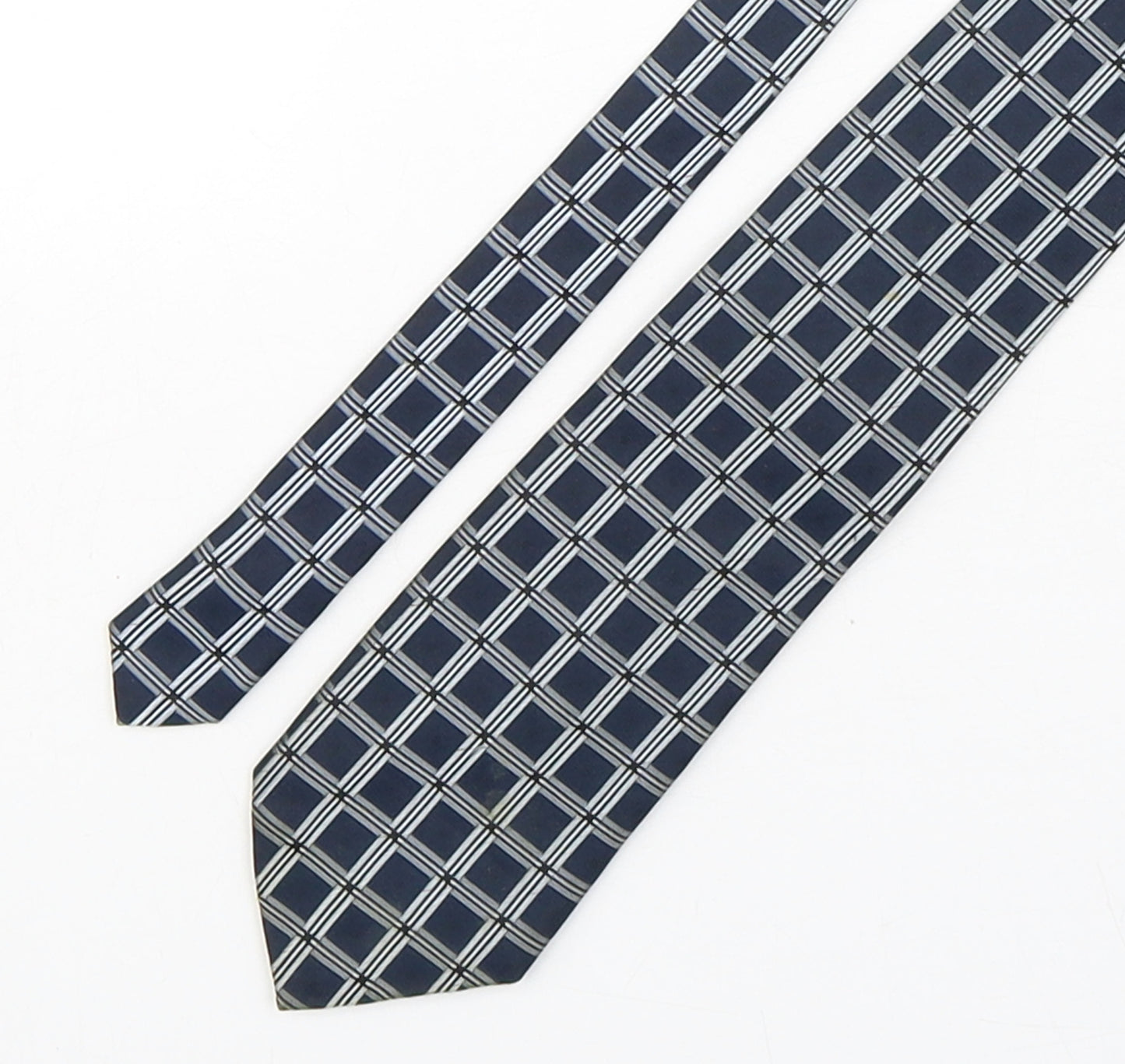 Daniel Hechter Mens Blue Plaids & Checks Silk Pointed Tie One Size