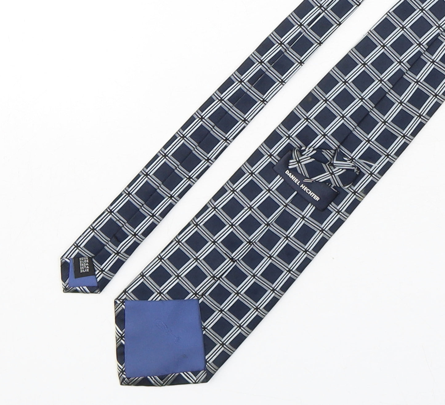Daniel Hechter Mens Blue Plaids & Checks Silk Pointed Tie One Size