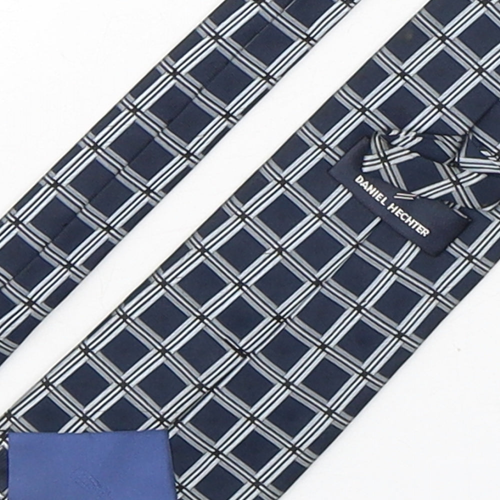 Daniel Hechter Mens Blue Plaids & Checks Silk Pointed Tie One Size