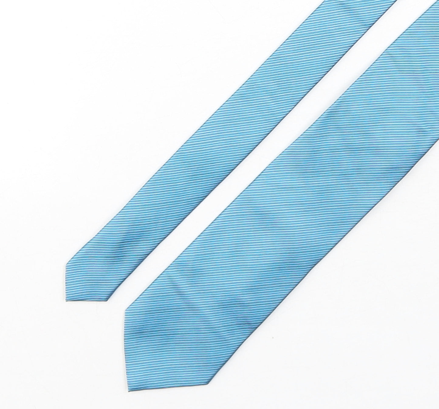 John Lewis  Mens Blue Striped Silk Pointed Tie One Size