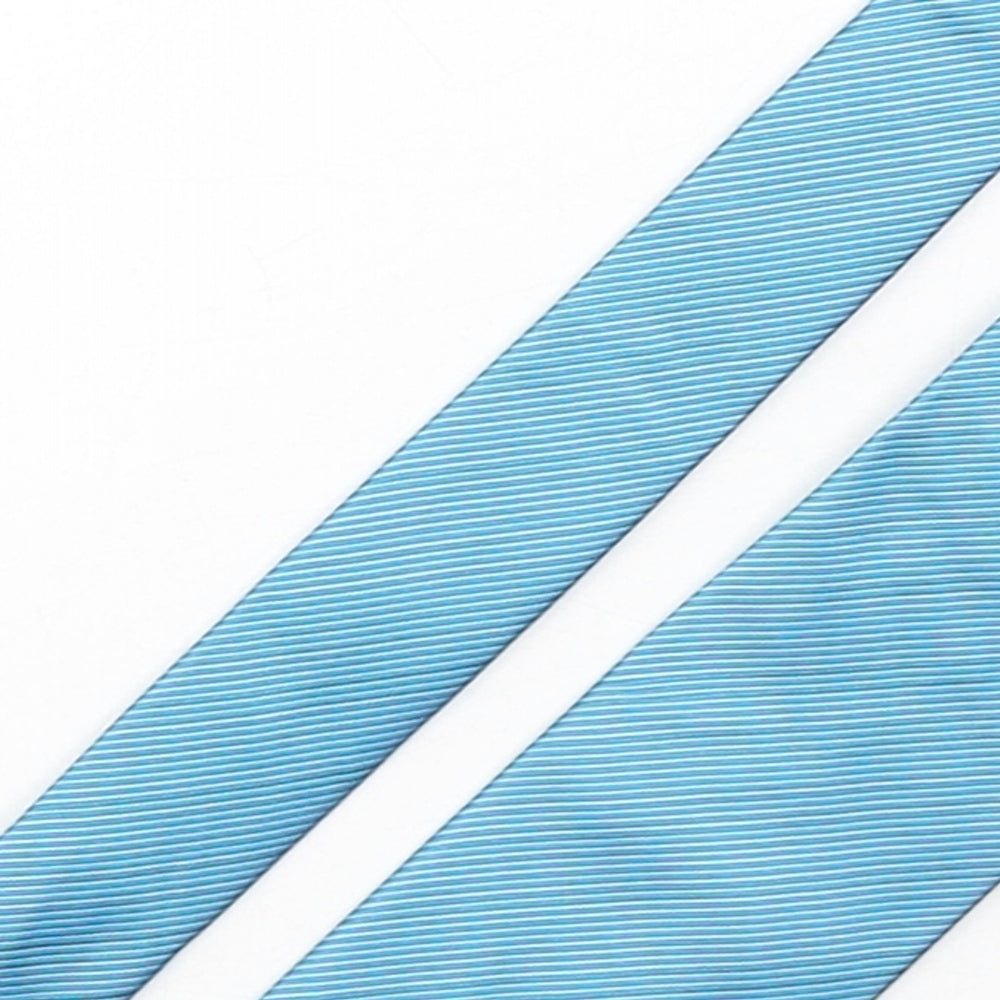 John Lewis  Mens Blue Striped Silk Pointed Tie One Size