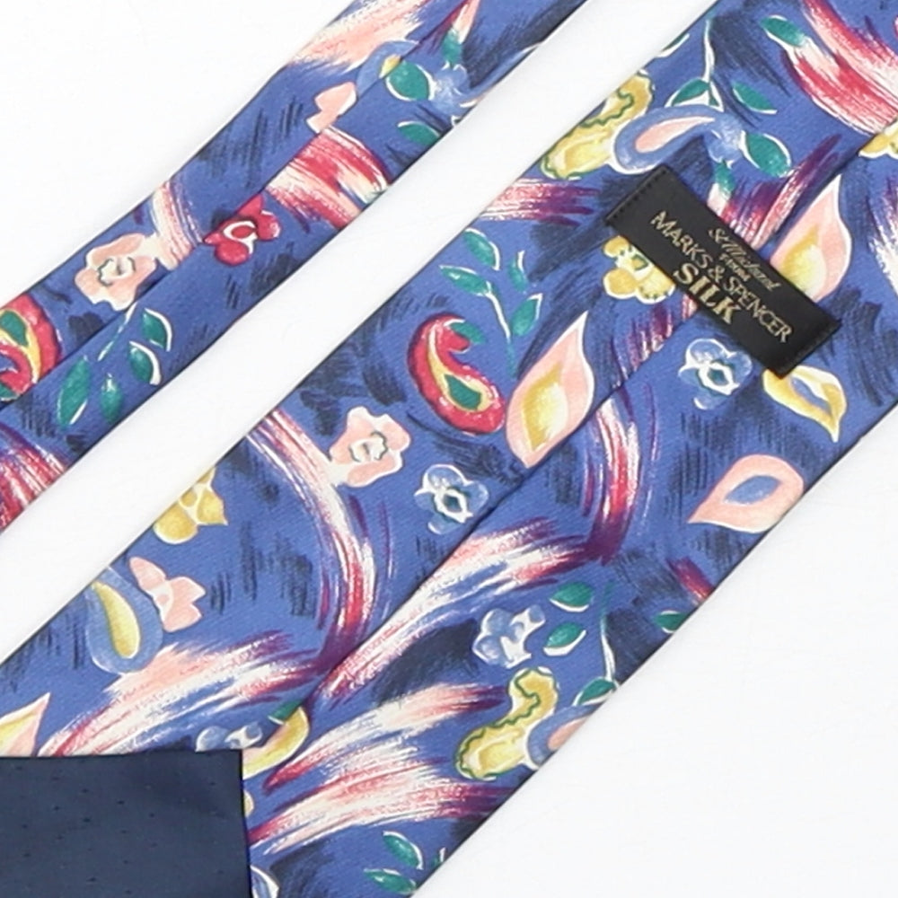 Marks and Spencer Mens Multicoloured Floral Silk Pointed Tie One Size
