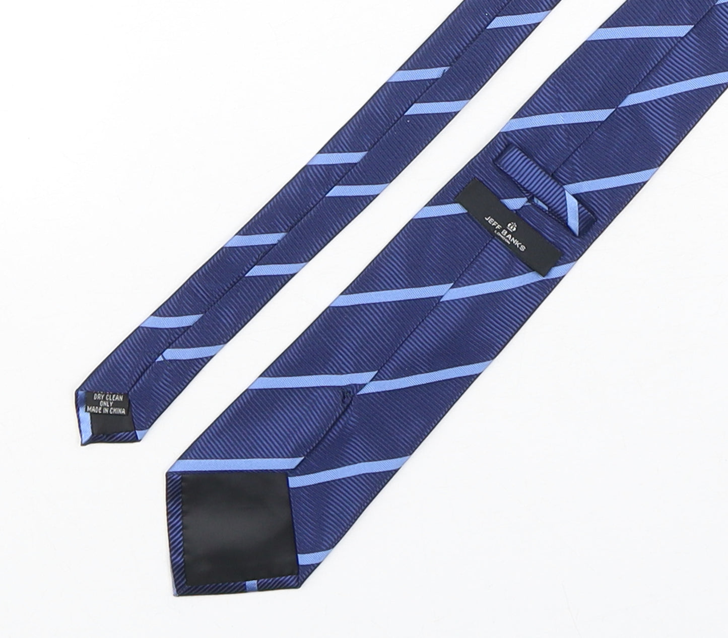 Jeff Banks  Mens Blue Striped Polyester Pointed Tie One Size