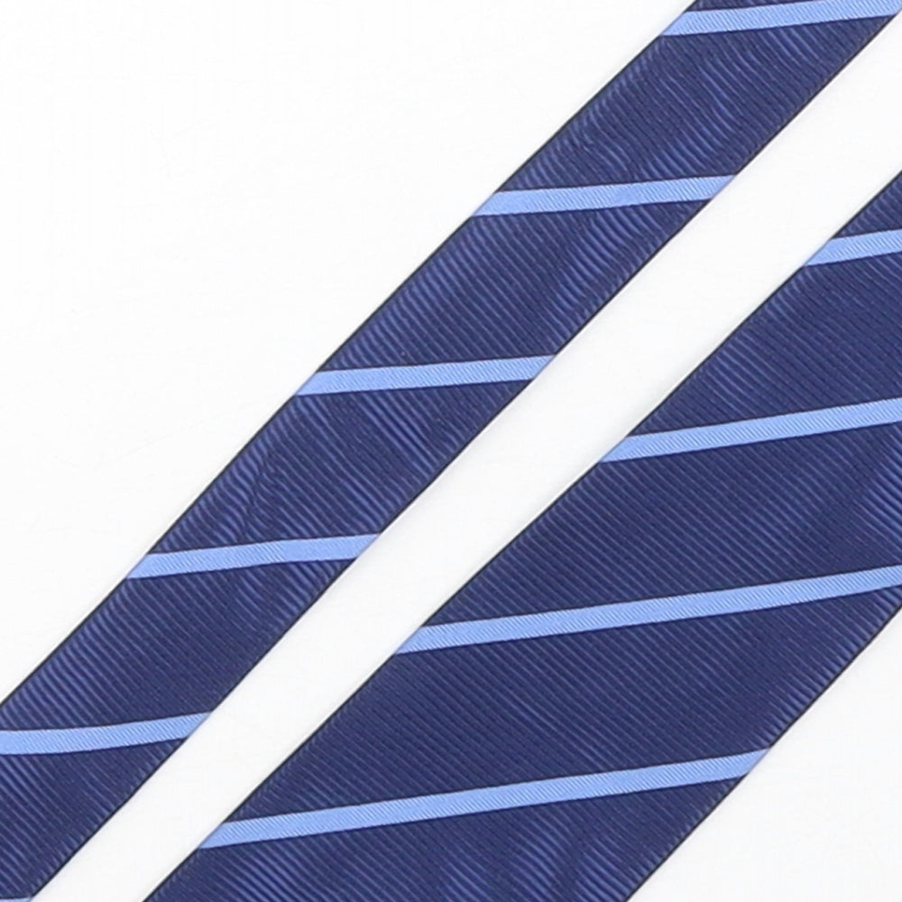 Jeff Banks  Mens Blue Striped Polyester Pointed Tie One Size