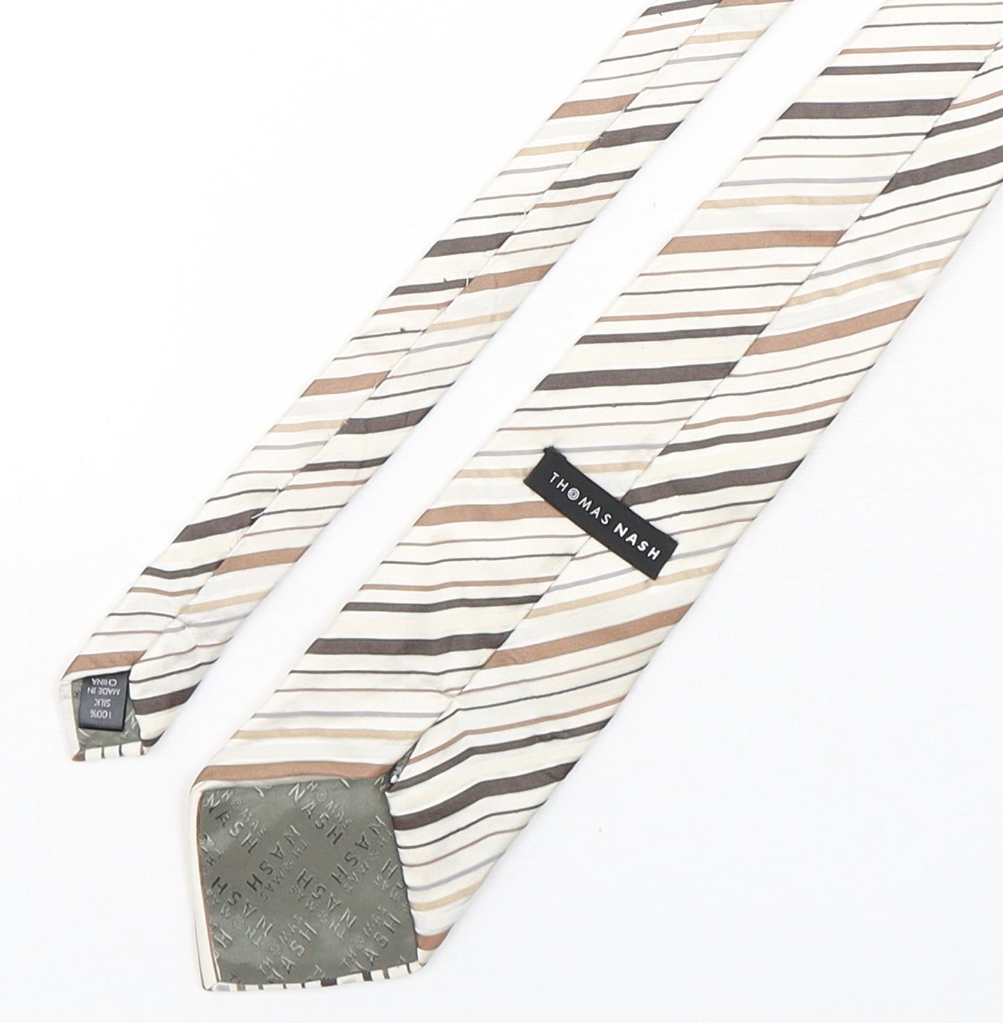 Thomas Nash  Mens Multicoloured Striped Silk Pointed Tie One Size