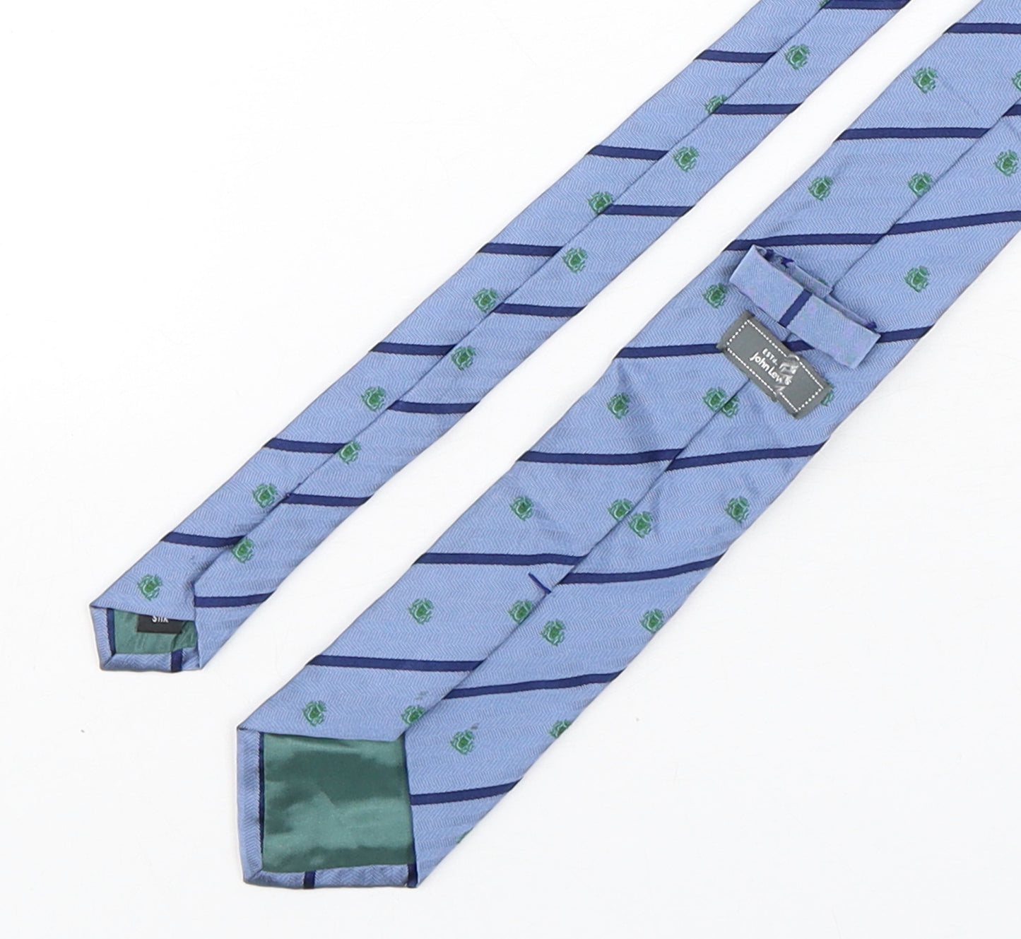 John Lewis  Mens Blue Striped Silk Pointed Tie One Size