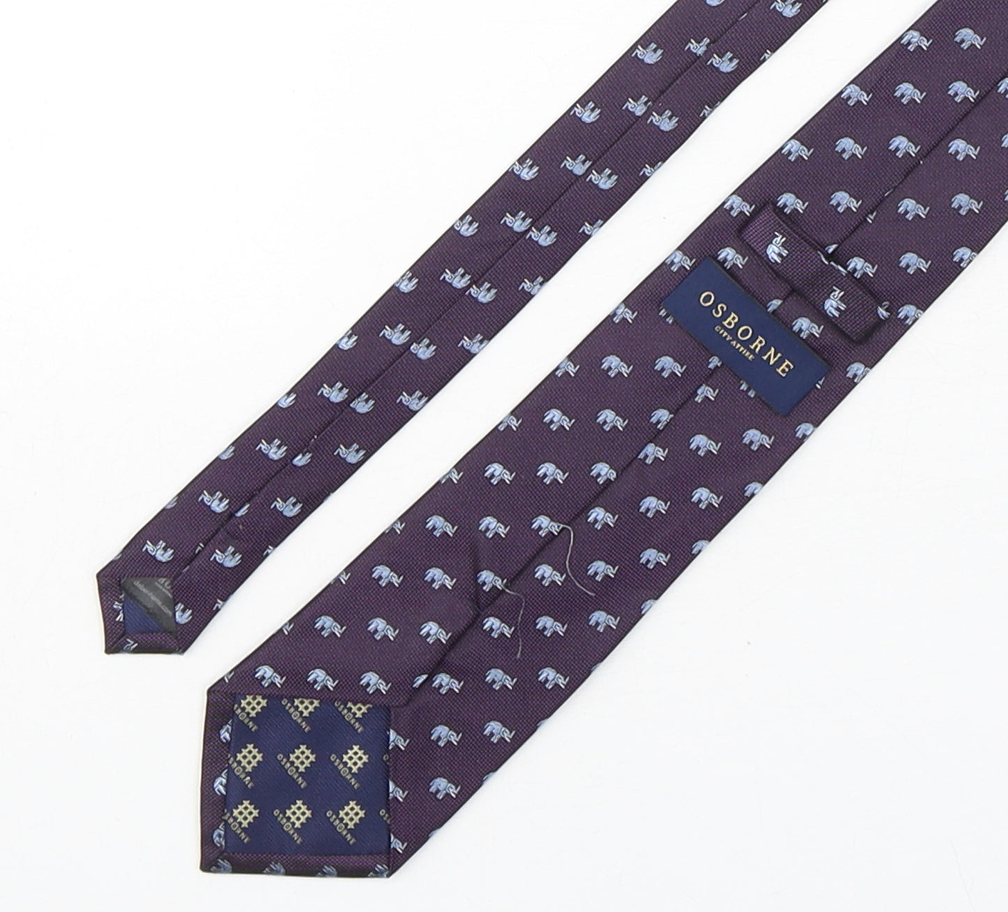 Osborne  Mens Multicoloured Geometric Silk Pointed Tie One Size - Elephants