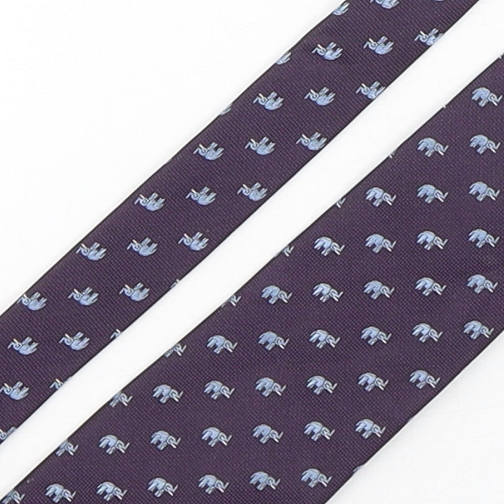 Osborne  Mens Multicoloured Geometric Silk Pointed Tie One Size - Elephants