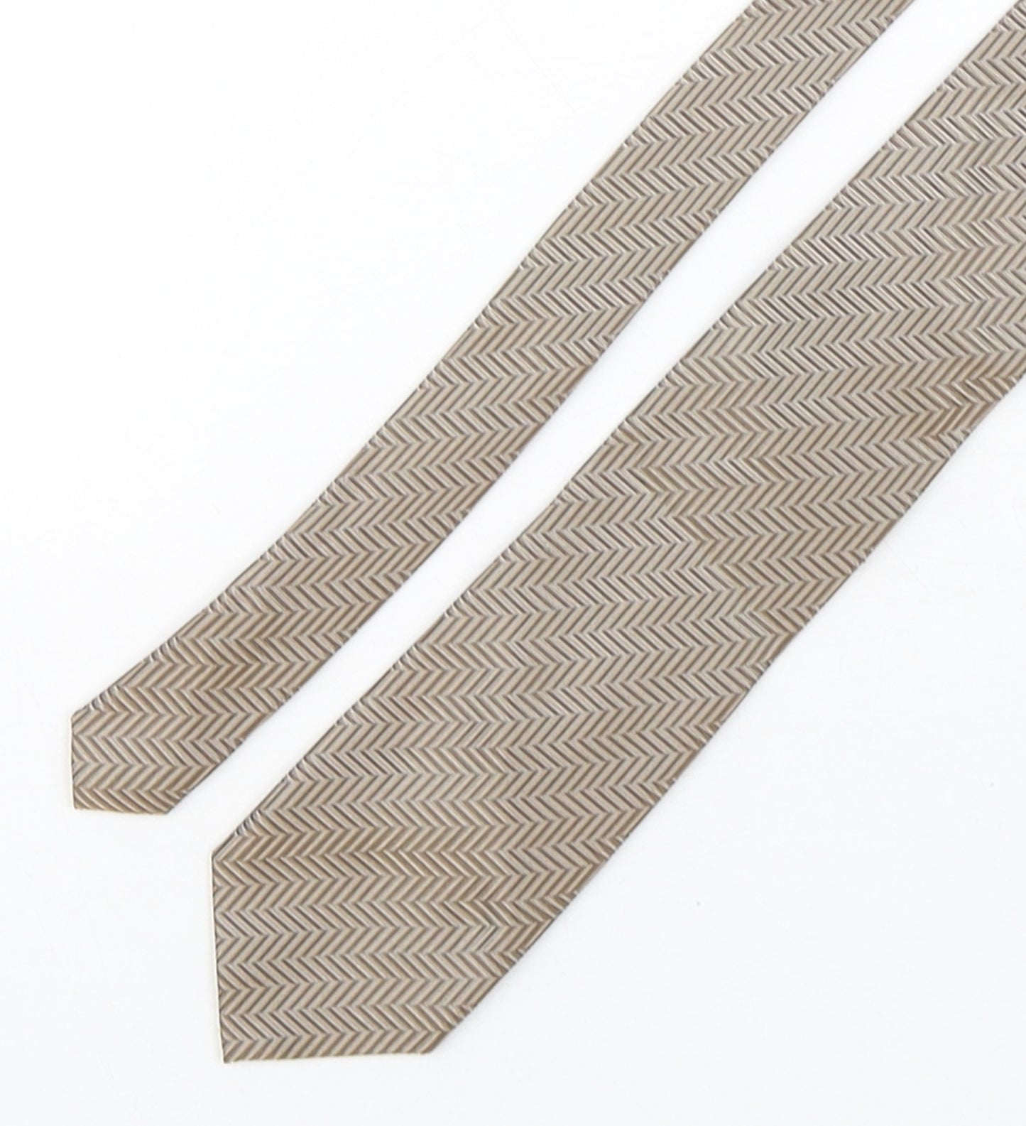 Collezione Mens Beige Geometric Silk Pointed Tie One Size