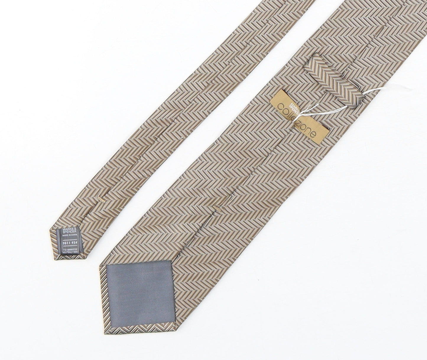 Collezione Mens Beige Geometric Silk Pointed Tie One Size