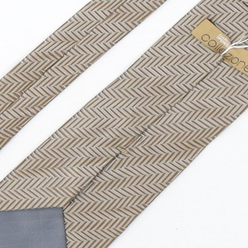 Collezione Mens Beige Geometric Silk Pointed Tie One Size